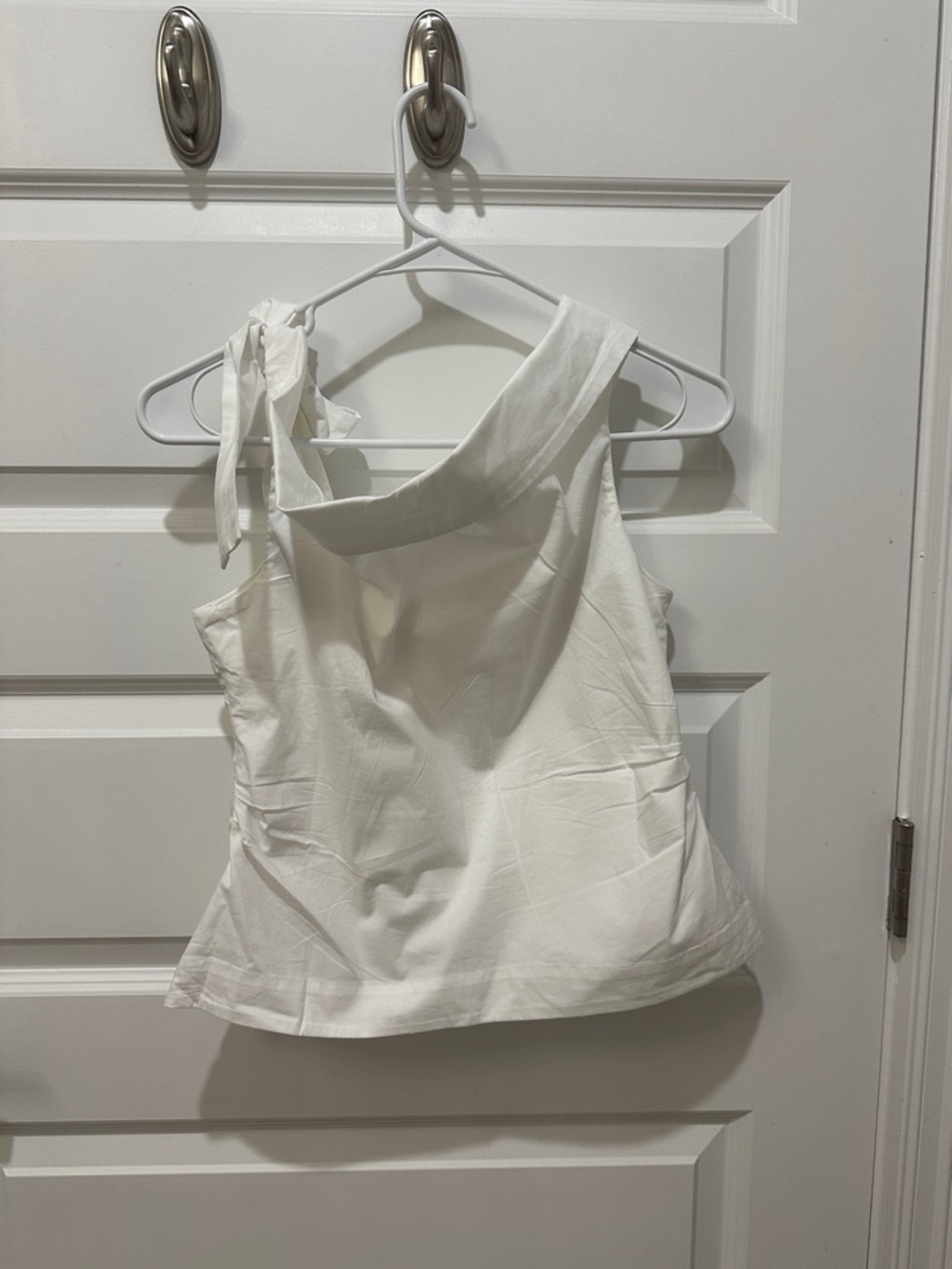LOFT White One-Shoulder Tie-Detail Tank